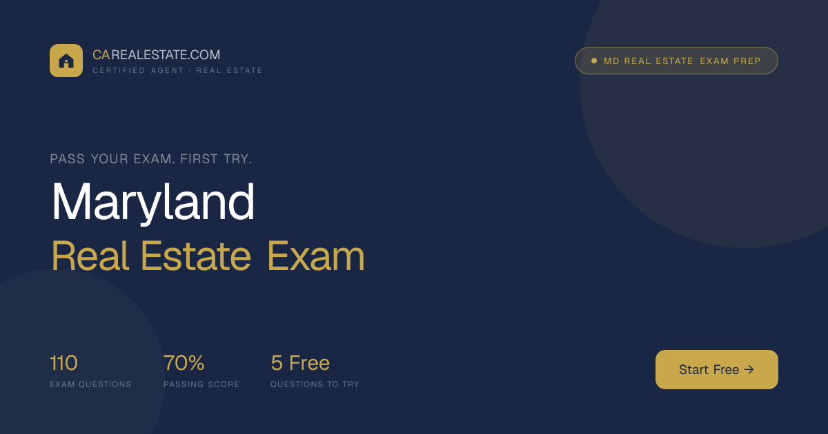 Maryland Real Estate Exam Study Guide 2026 | CARealestate.com